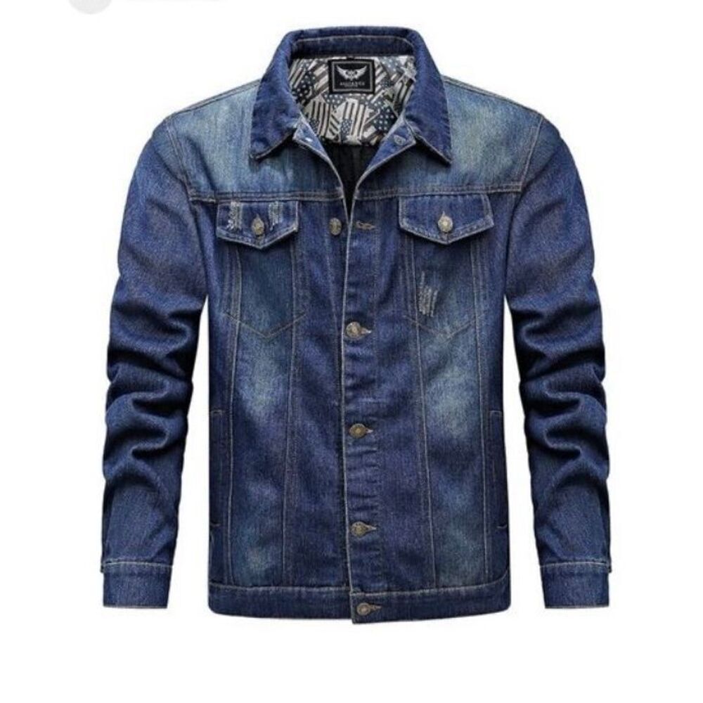 Brand New Mens Alliance Fashion Distressed Denim Jean Jacket - sz M